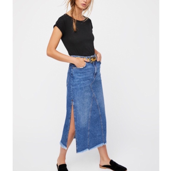 Free People Dresses & Skirts - Free People Walk in the Park Denim Midi Skirt